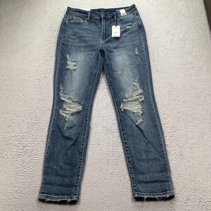 NEW Judy Blue Jeans Size 11/30 (FITS 32x30) High Waist Boyfriend Fit Distressed